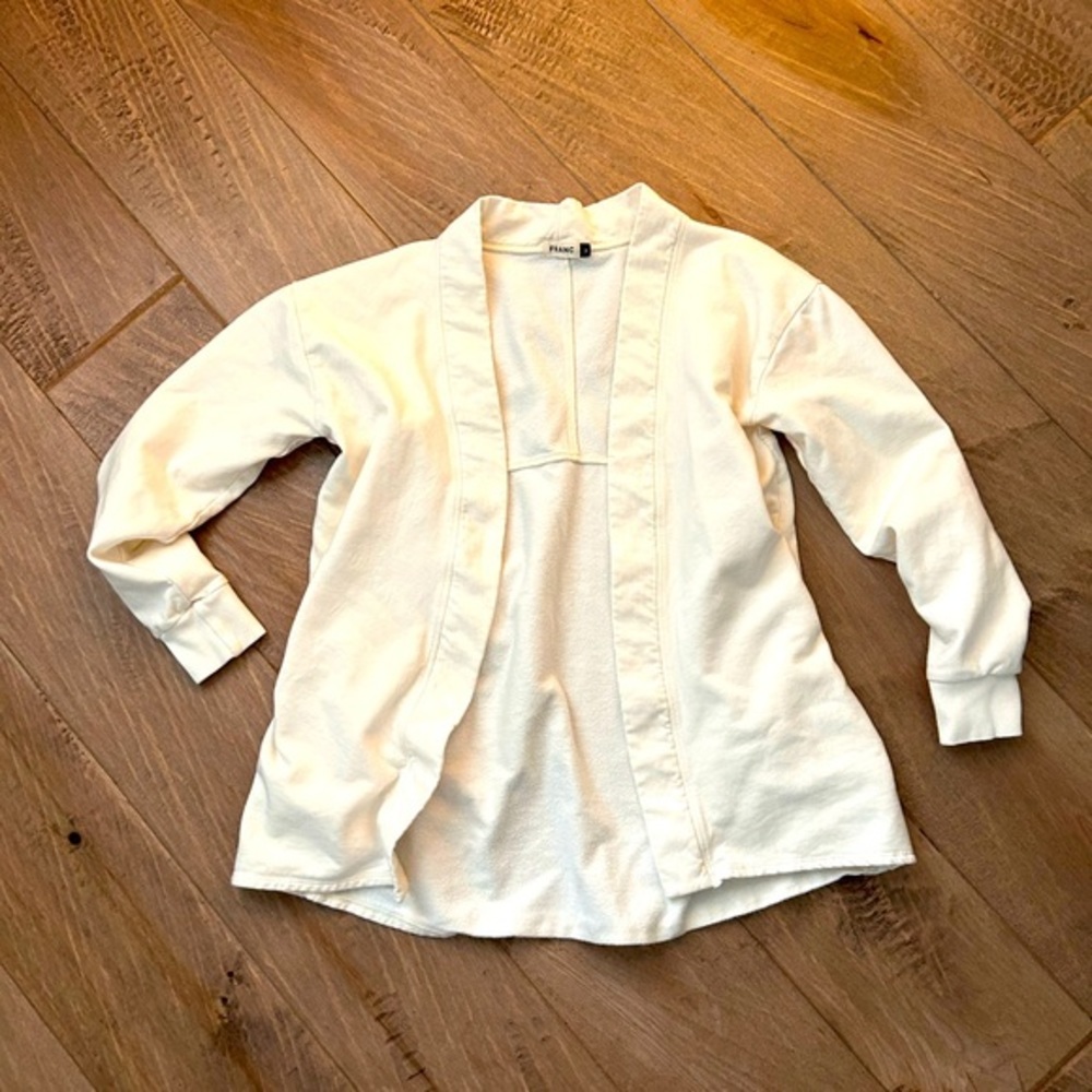 Cream Sweatshirt Cardigan with Pockets